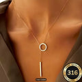 Elegant Geometric Circle Bar Pendant Necklace