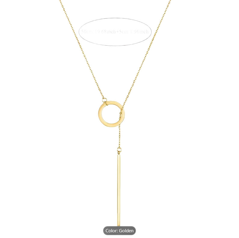 Elegant Geometric Circle Bar Pendant Necklace